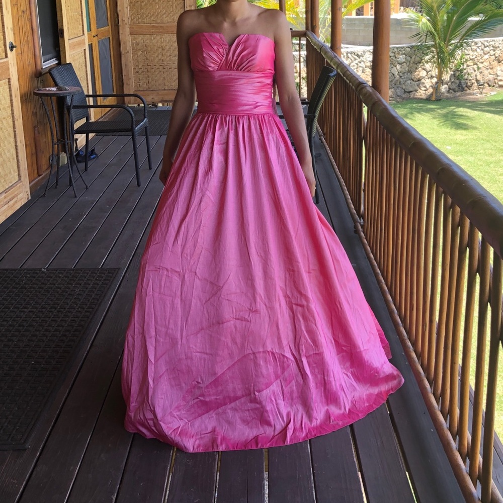 Pink shimmer taffeta Maggie Sottero prom dress NWT - Picture 3 of 6